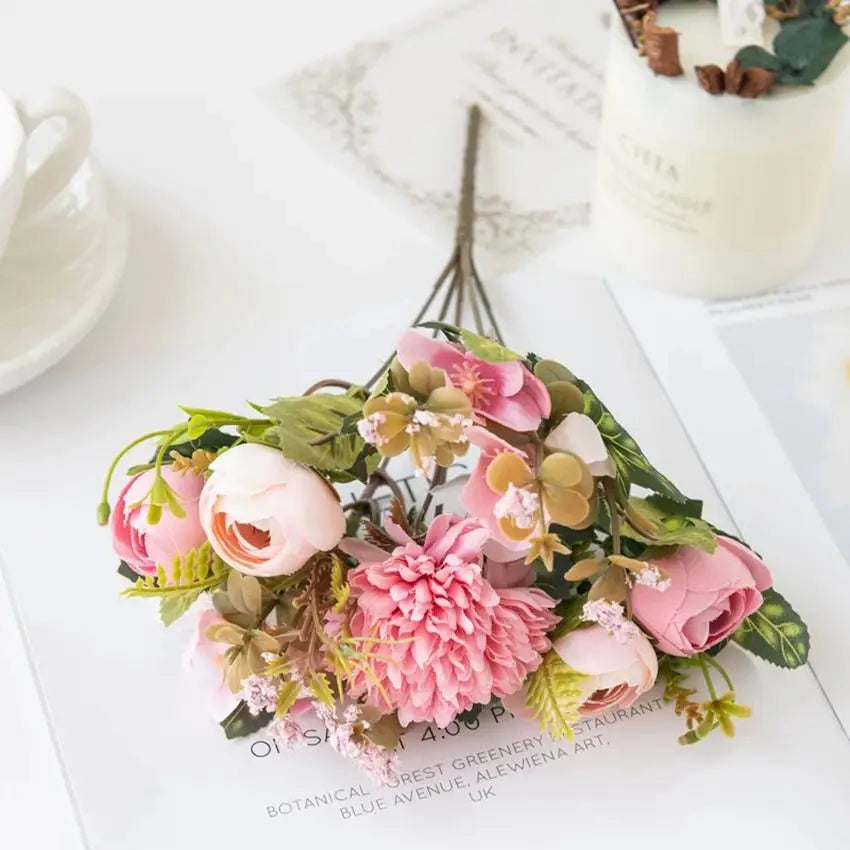 Silk Tea Rose Buds – Artificial Floral Decor for Wedding Bouquets and Crafts