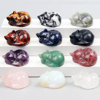 Carved Crystal Cat Figurine – Natural Stone Animal Statue for Home Decor