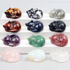 Carved Crystal Cat Figurine – Natural Stone Animal Statue for Home Decor