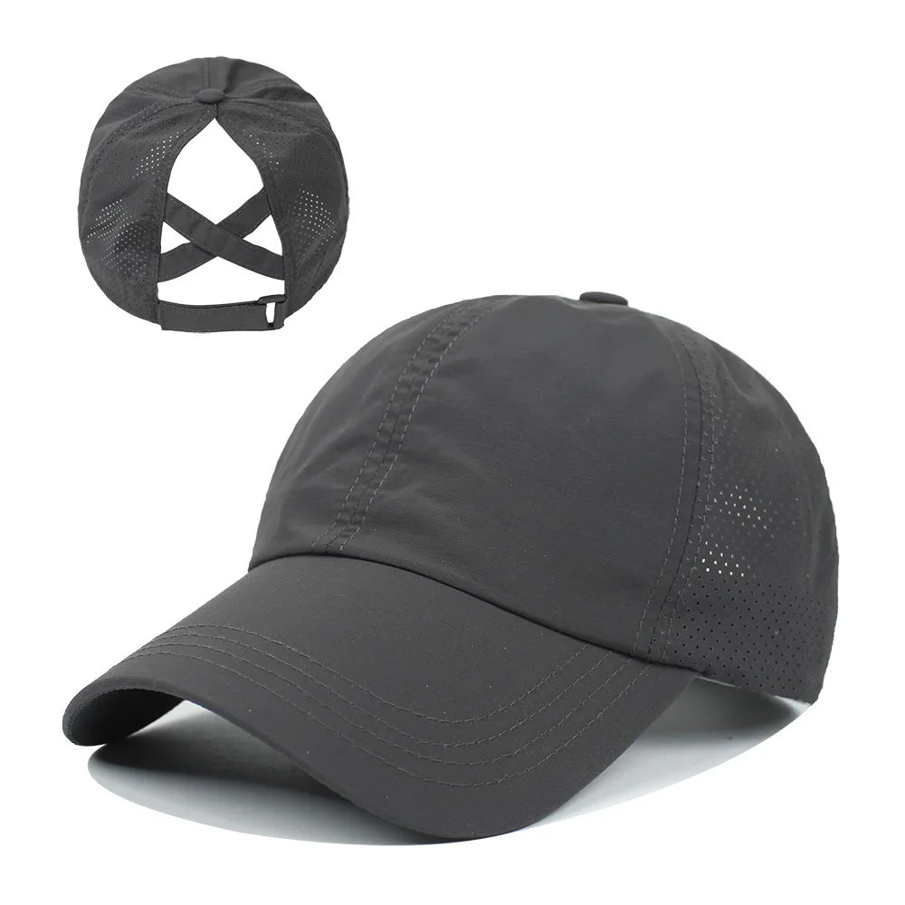 Ponytail Baseball Cap – Quick-Drying Mesh Visor for Outdoor Athleisure