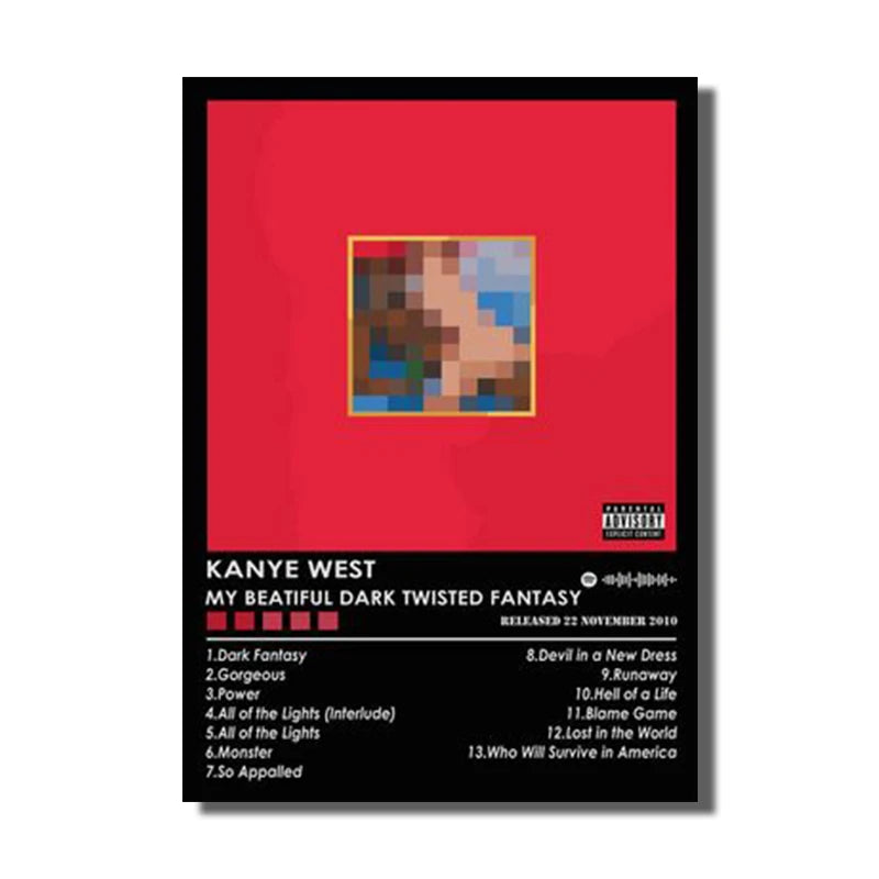 Kanye West Canvas Poster – HD Music Album Art for Home Wall Decor