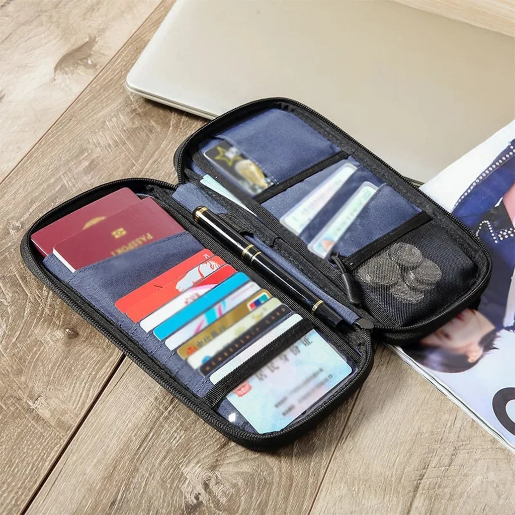 Zipped Oxford Passport Wallet – Travel Document Organizer for Men and Women