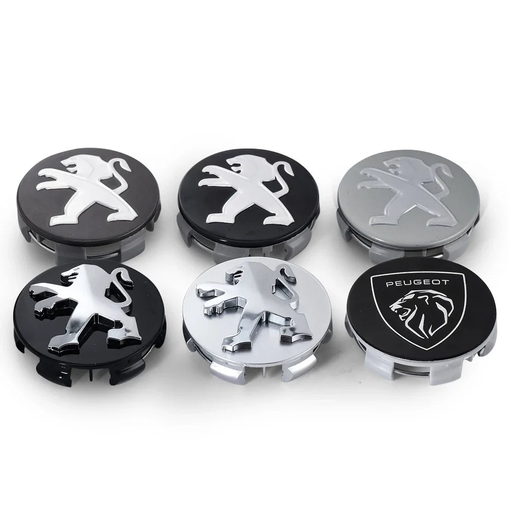 60mm Car Wheel Center Caps – Peugeot GT Logo Emblem Hub Covers for Auto Styling