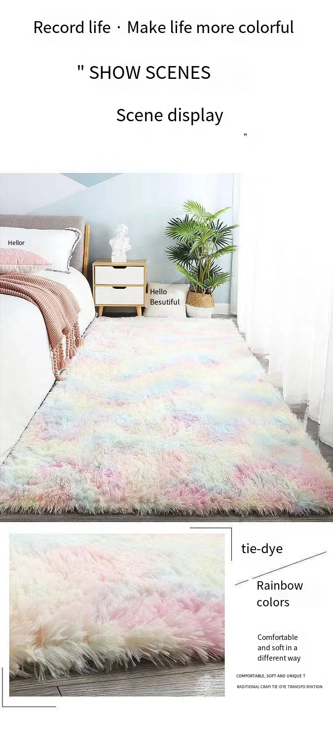 Silk Wool Shaggy Area Rug – Non-Slip Soft Plush Mat for Bedroom Decor