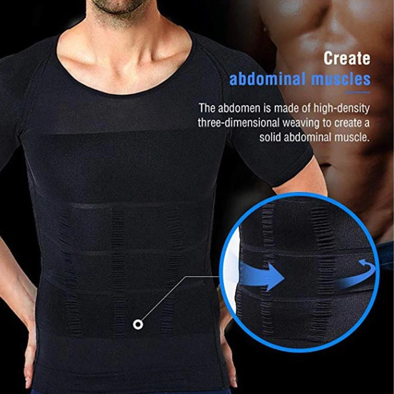 Mens Compression Undershirt – Seamless Slimming Body Shaper for Gynecomastia