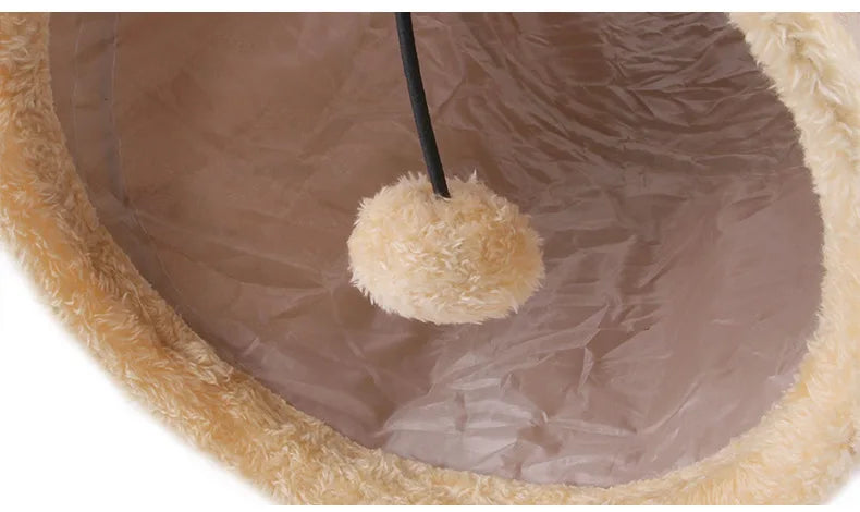 Foldable Suede Cat Tunnel – Porous Interactive Tube for Pet Entertainment