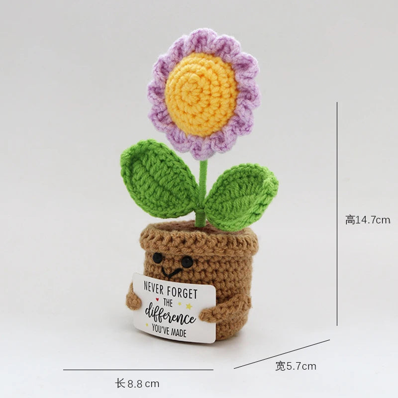 Handwoven Crochet Sunflower Potted Plant – Decorative Gift for Home Decor