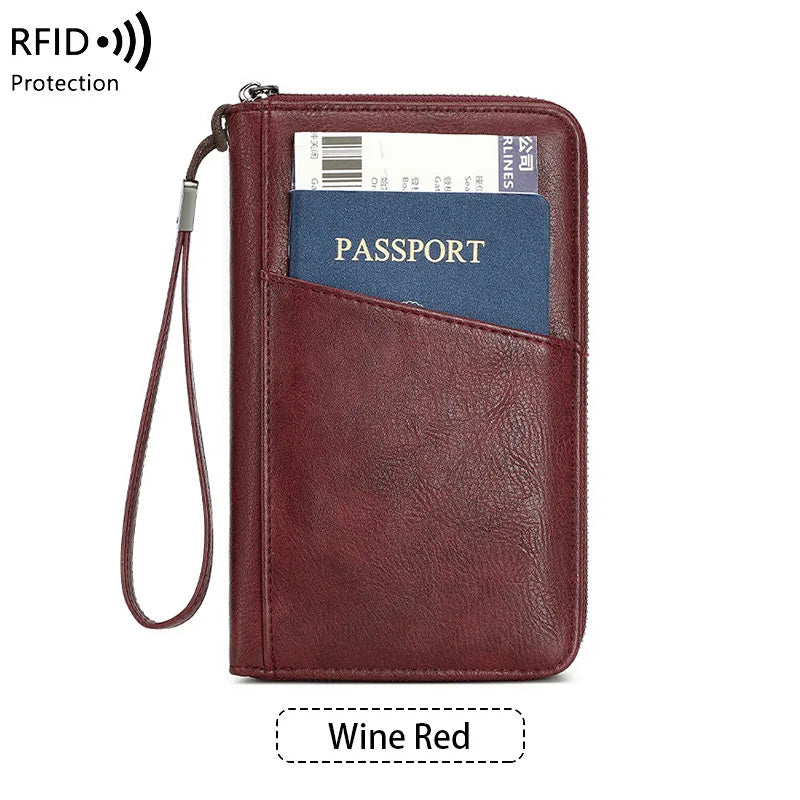RFID Leather Passport Wallet – Anti-Theft Card Holder for Travel