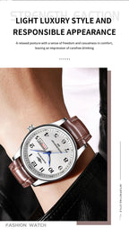 Stainless Steel Quartz Watch – Arabic Numerals Calendar for Men Gifts