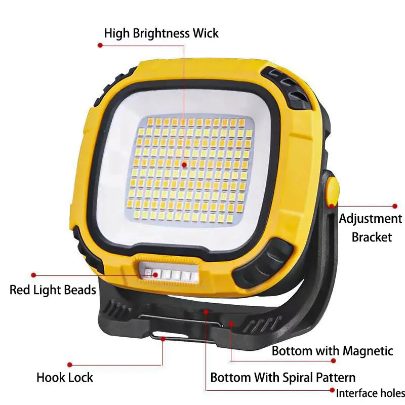 Rechargeable LED Spotlight Lantern – Magnetic Work Light for Outdoor Camping