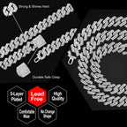 Iced Out Cuban Link Chain – AAA Rhinestone Men's Necklace for Hip Hop Jewelry