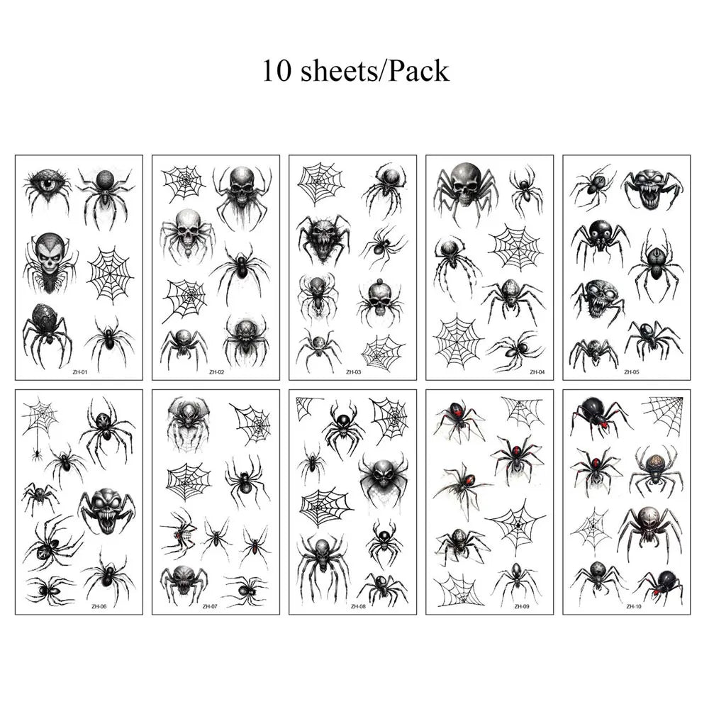 Spider Web Temporary Tattoo Stickers – Waterproof Halloween Face Body Art