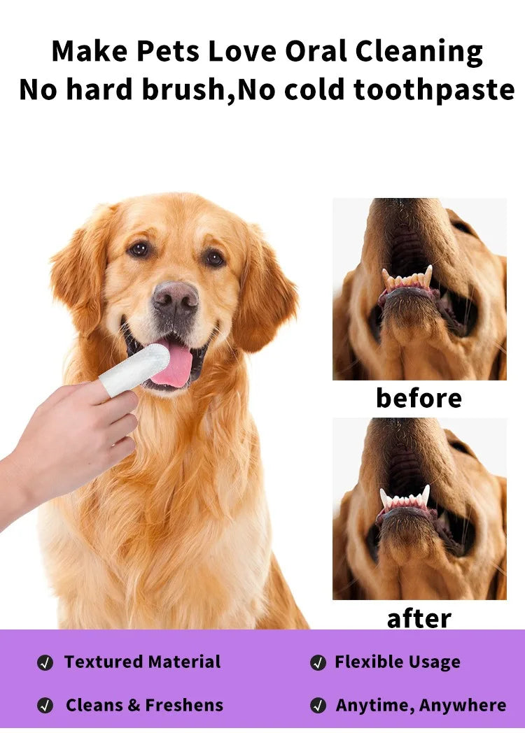 Disposable Finger Toothbrushes – Oral Cleaning Wipes for Dogs and Cats