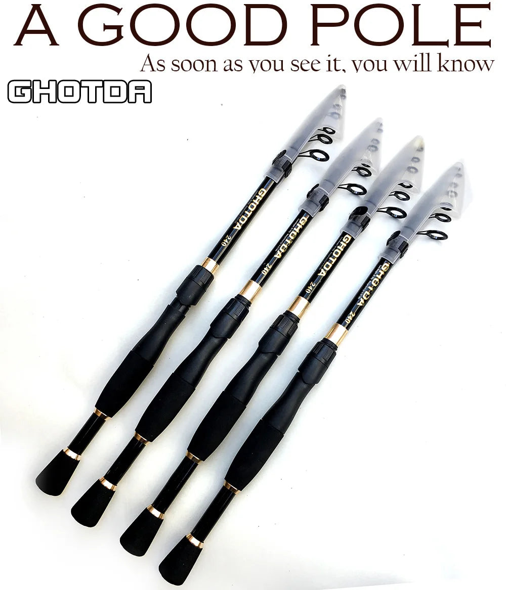 Telescopic Carbon Fishing Rod – Ultralight Spinning Pole for Outdoor Angling
