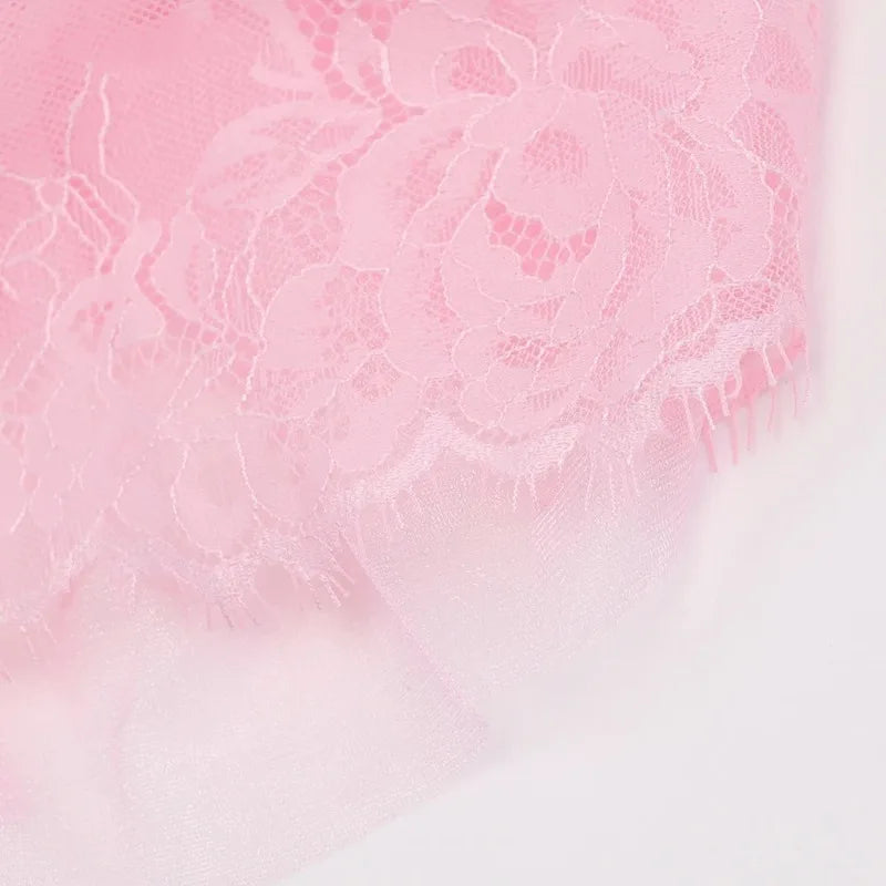 Pink Lace Corset Lingerie – Patchwork Garter Set for Cosplay Costume