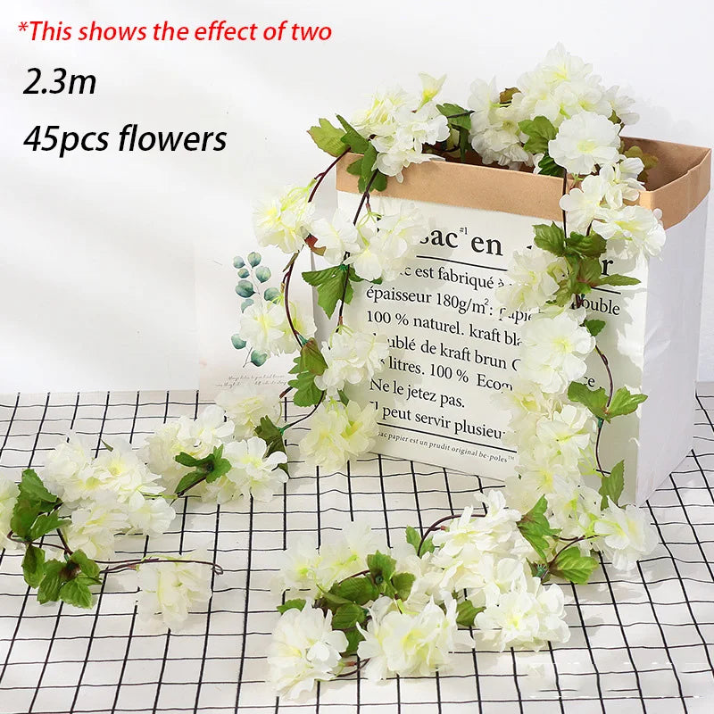 1.8m Silk Cherry Blossom Garland – Artificial Floral Vine for Wedding Decor