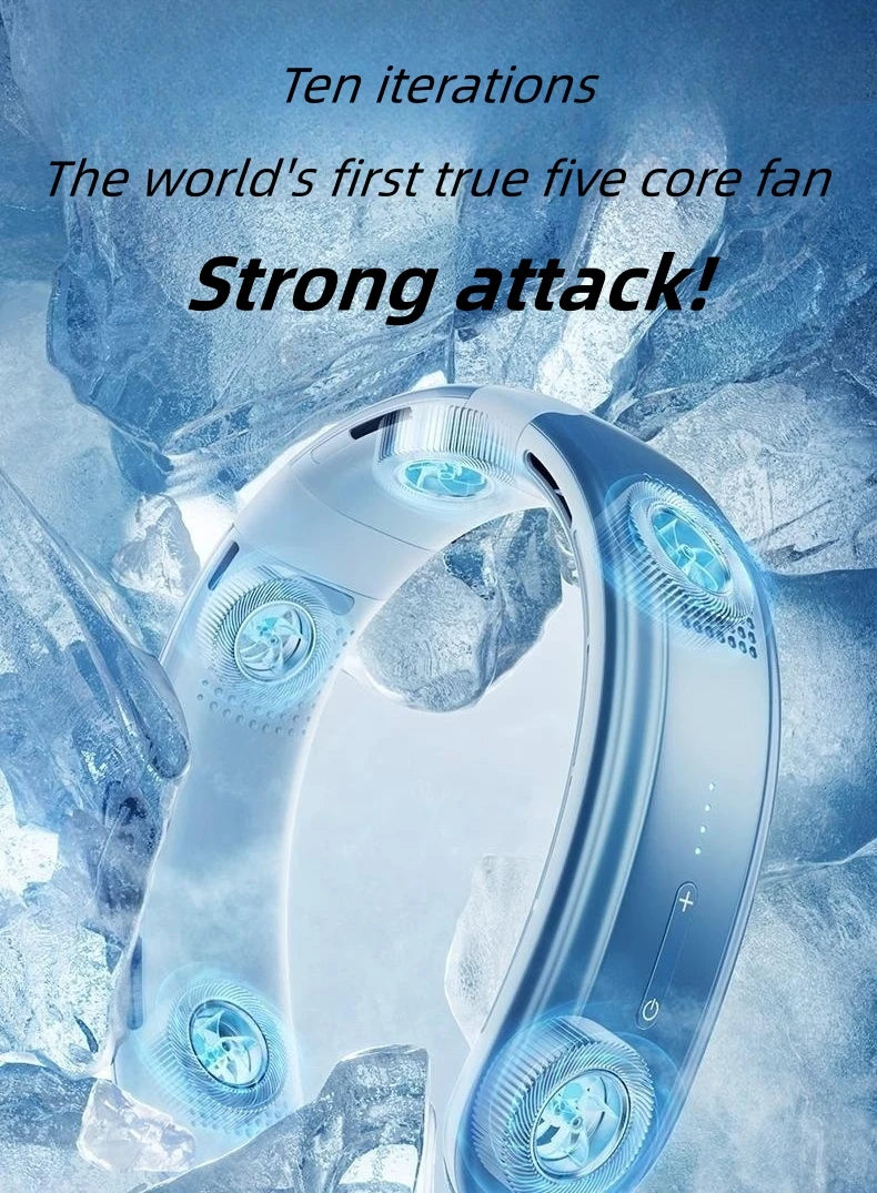 Portable Neck Fan – 10000mAh Rechargeable Silent Cooling for Outdoor Camping