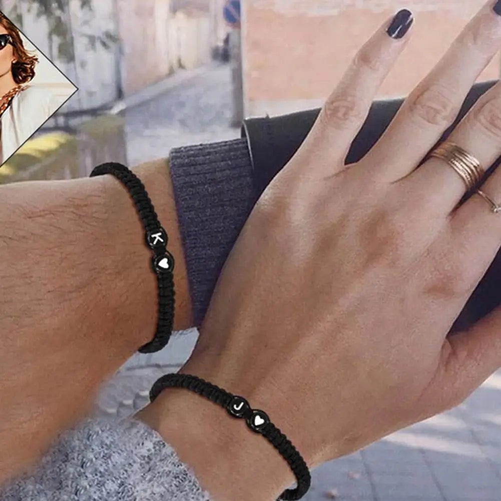 Initial Heart Braided Bracelet – Adjustable A-Z Friendship Jewelry for Gifts