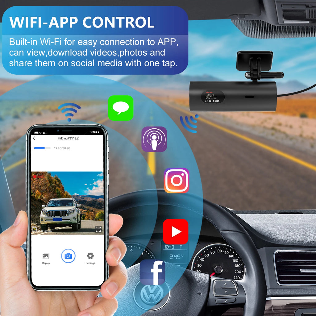 4K WiFi Dash Cam – UHD Car Video Recorder for 24H Parking Surveillance