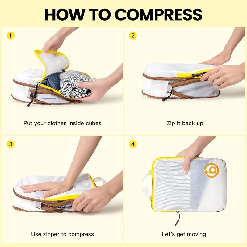 Waterproof Compression Packing Cubes – Space-Saving Luggage Organizers for Travel