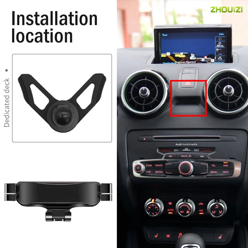 Gravity Air Vent Phone Holder – Adjustable GPS Mount for Audi A1 2011-2019