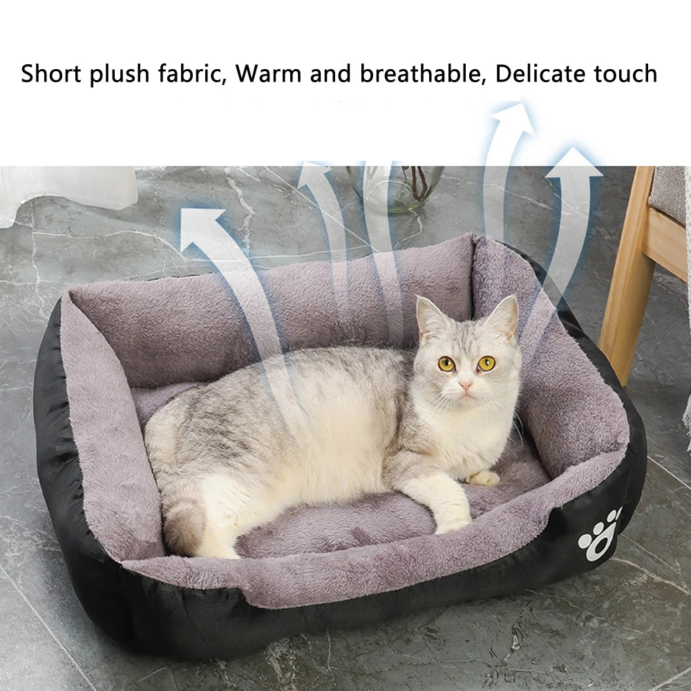 Soft Square Dog Bed – Warm Washable Cushion for Medium to Large Dogs