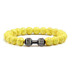Volcanic Stone Dumbbell Bracelet – Matte Lava Bead Jewelry for Fitness Enthusiasts