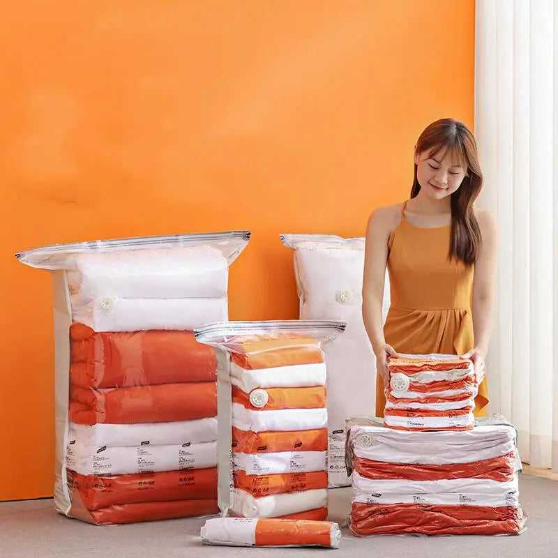 Large Vacuum Storage Bags – Compression Plastic Sealers for Clothes Blankets