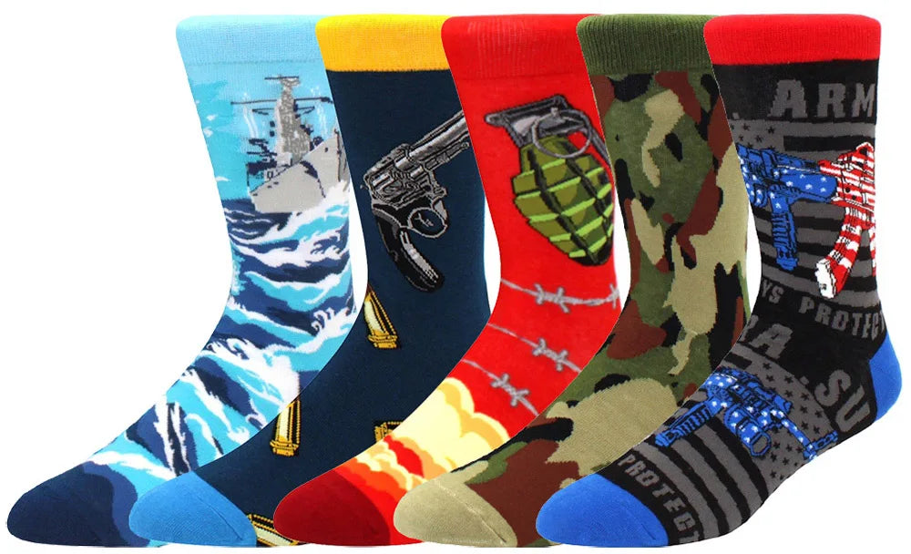 Cotton Novelty Crew Socks – Colorful Animal Print for Casual Halloween Wear