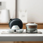 Portable Travel Tea Set – Ceramic Teapot and Cups for Camping