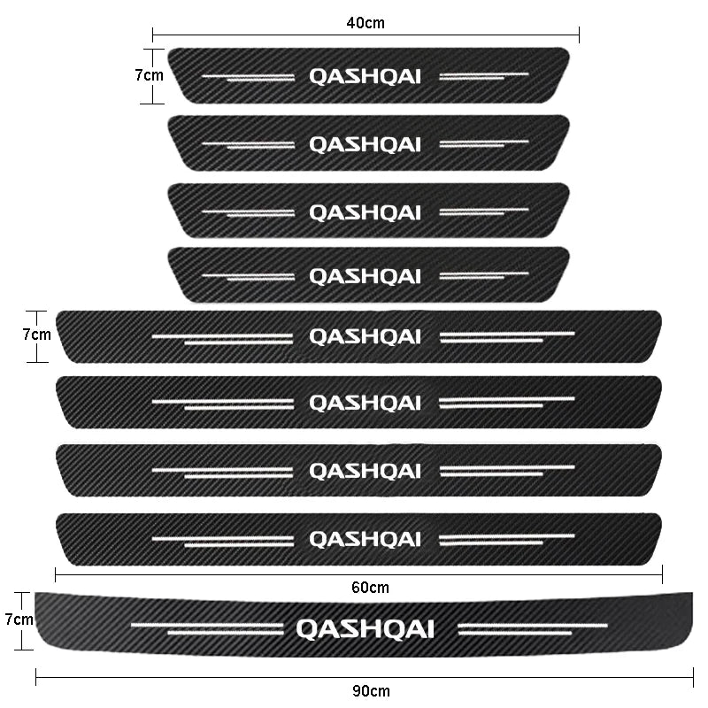 Carbon Fiber Door Threshold Stickers – Protective Scuff Guards for Nissan Qashqai