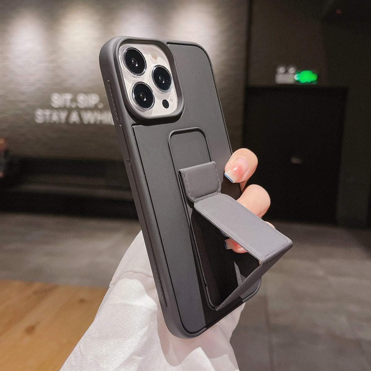Magnetic Stand Phone Case – Protective Cover with Wrist Strap for iPhone Series