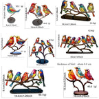 Stained Acrylic Bird Statue – Colorful 2D Branch Ornament for Home Decor