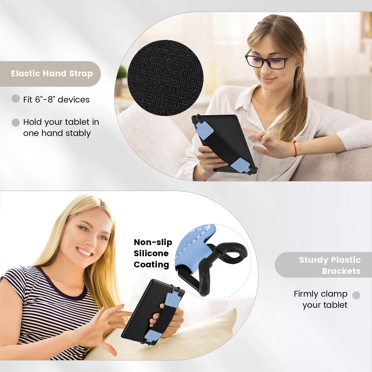 Universal E-Reader Security Hand Strap – PU Leather for 6-8 inch Tablets
