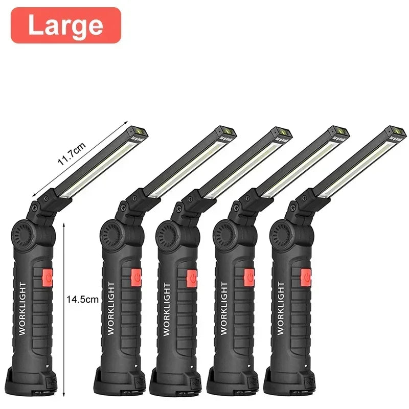 Rechargeable Magnetic Work Light – 360 Rotating Flashlight for Repair Camping
