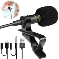 Portable Lavalier Lapel Microphone – 1.5m Wired Mic for Phone and Laptop