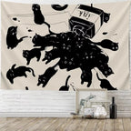 Black Cat Teacup Wall Hanging – Decorative Art for Bedroom Living Room Decor