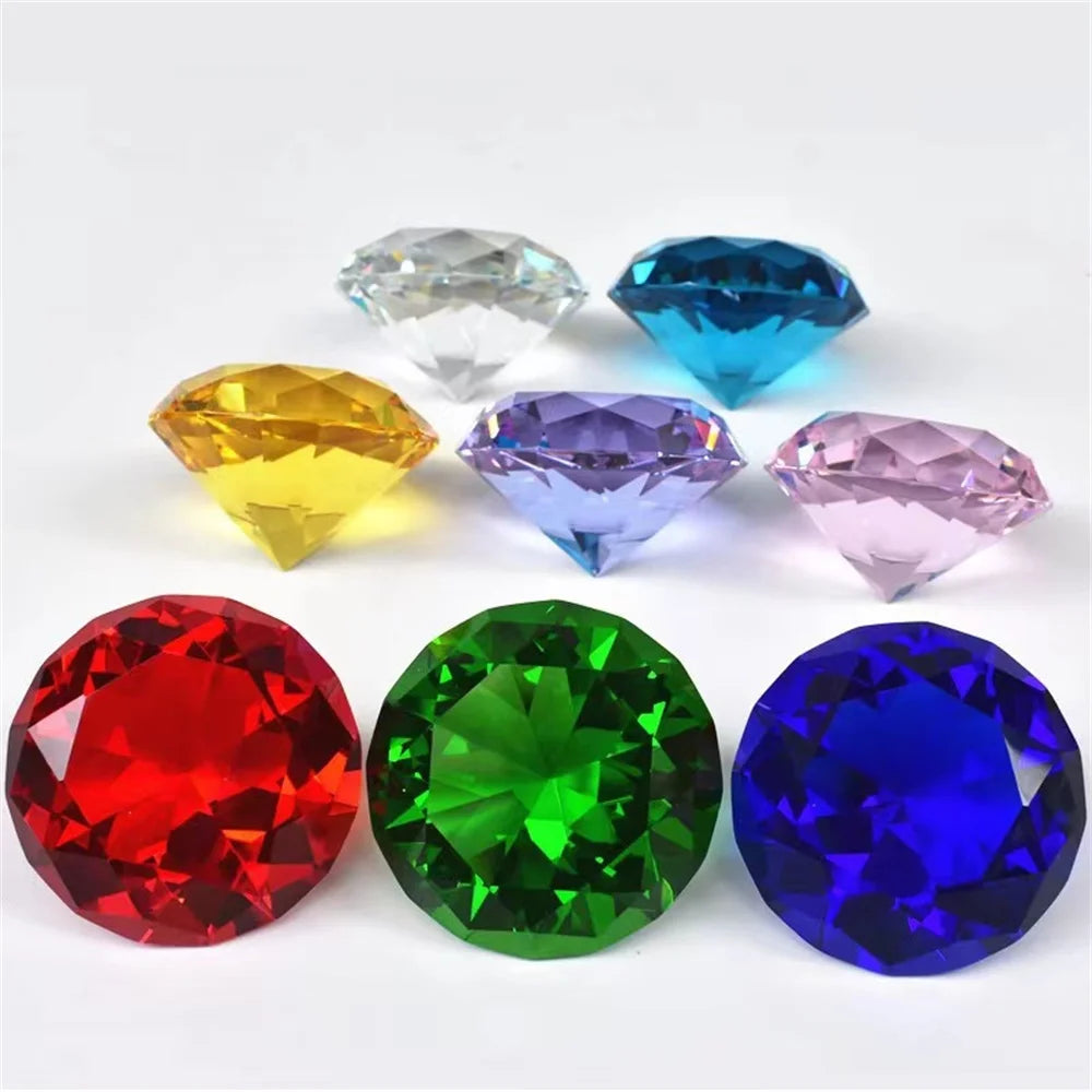 Crystal Diamond Paperweight – Giant Cut Glass Gem for Office Decor Gifts