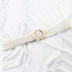Braided Straw Waist Belt – Boho Wooden Buckle Accessory for Women