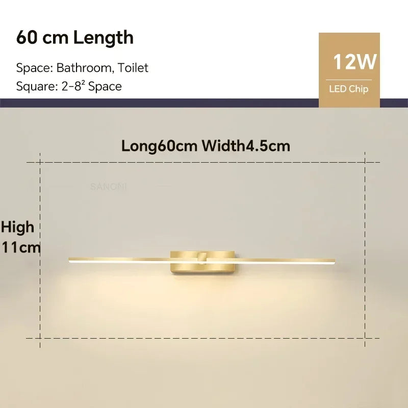 Modern Aluminum LED Wall Light – Adjustable Bathroom Mirror Vanity Lamp