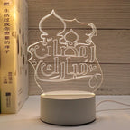 Acrylic LED Night Light – Eid Mubarak Ornament for Ramadan Home Decor