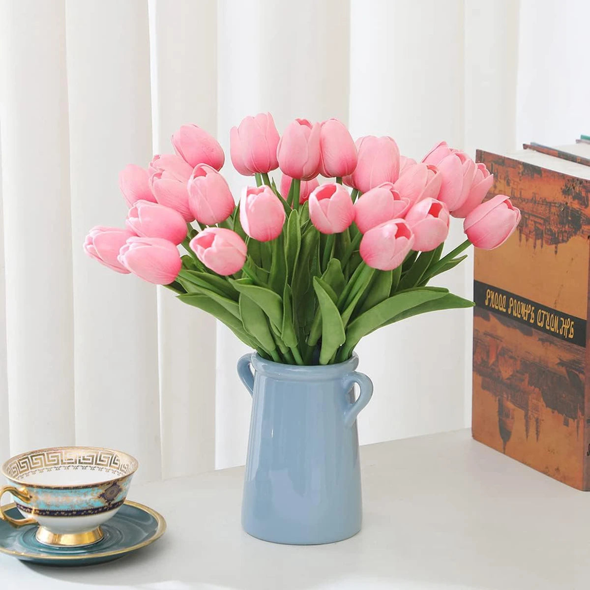 Real Touch Artificial Tulip Flowers – Decorative Floral Bouquet for Wedding Home