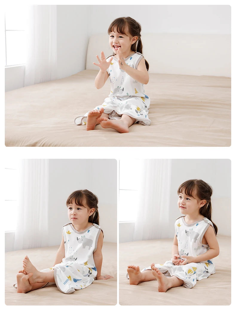 0.5 TOG Baby Sleeping Bag – Cartoon Print Cotton Sleeveless Sleep Sack for Summer