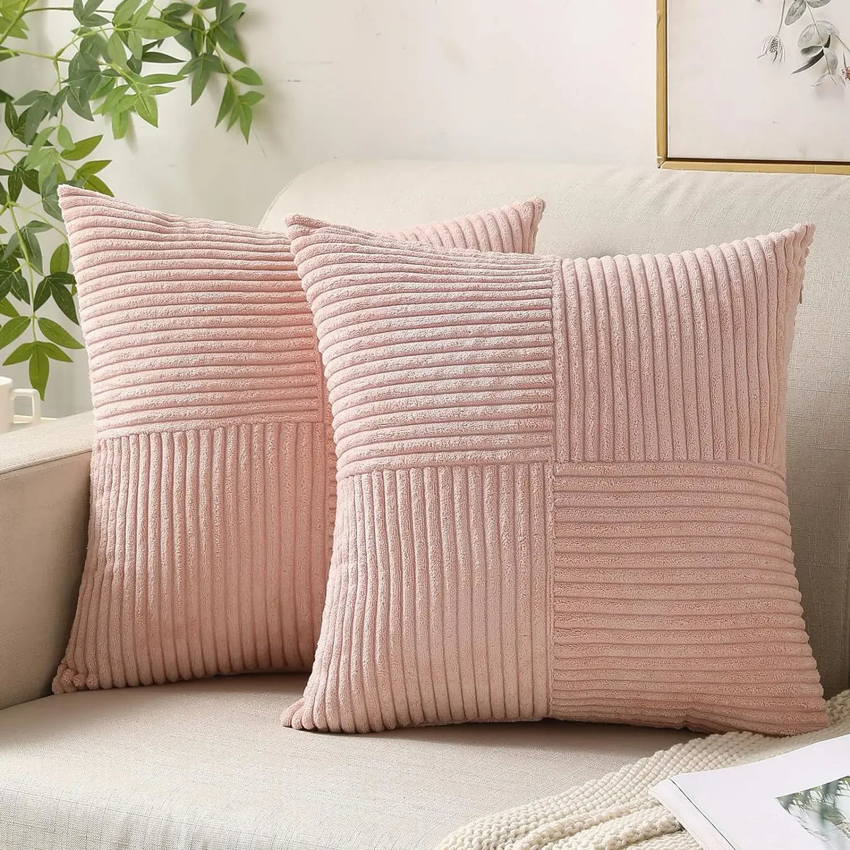Corduroy Striped Cushion Covers – 45x45cm Soft Throw Pillows for Home Decor