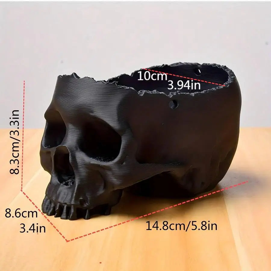 3D Printed Skull Flowerpot – Gothic Hanging Basket for Home and Office Decor