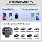 Wireless CarPlay Adapter – 2-in-1 USB Dongle for Apple iPhone and Android Auto