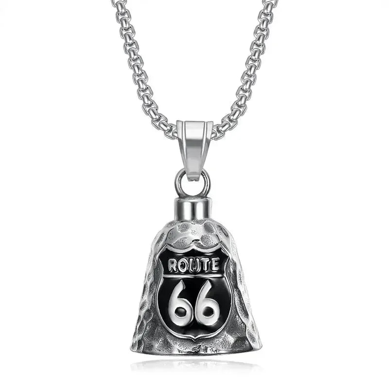 Vintage Jesus Cross Bell Pendant – Religious Biker Necklace for Men