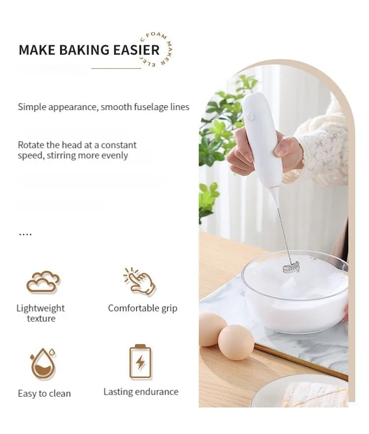 Handheld Electric Milk Frother – Automatic Kitchen Whisk for Coffee Foaming