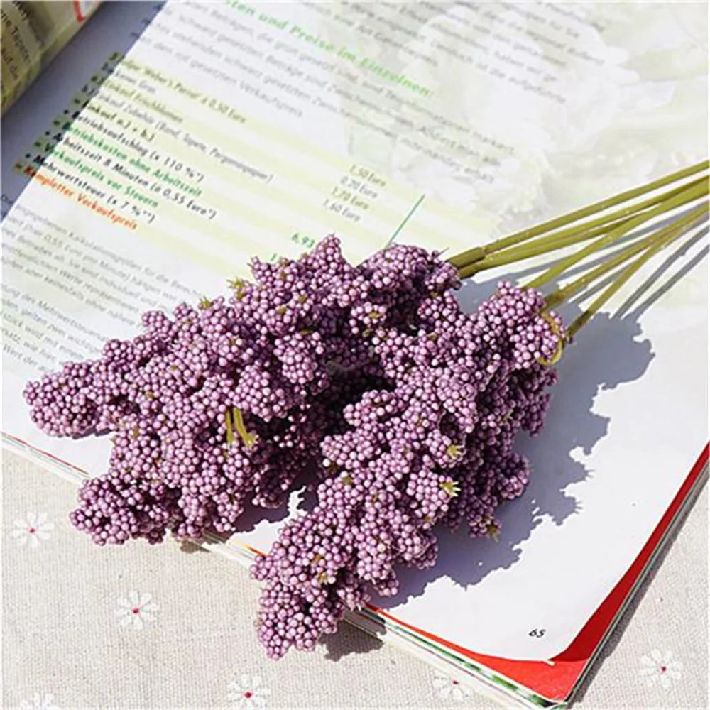 Artificial Lavender Flowers – PE Plastic Plant Bouquet for Home Table Decor