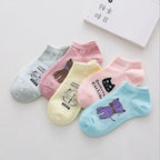 Cute Cat Ankle Socks – Cartoon Animal Kitten Cotton Hosiery for Women
